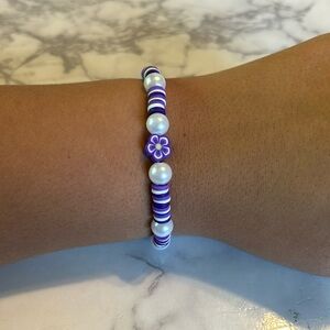 Purple hibiscus flower bracelet for women
